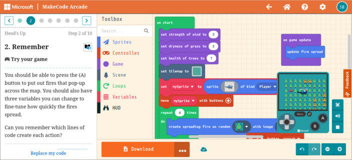 MakeCode Arcade Screenshot